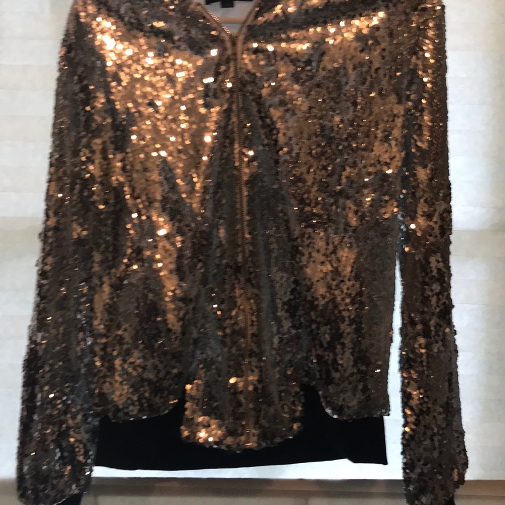 Solid sequin silver jacket new